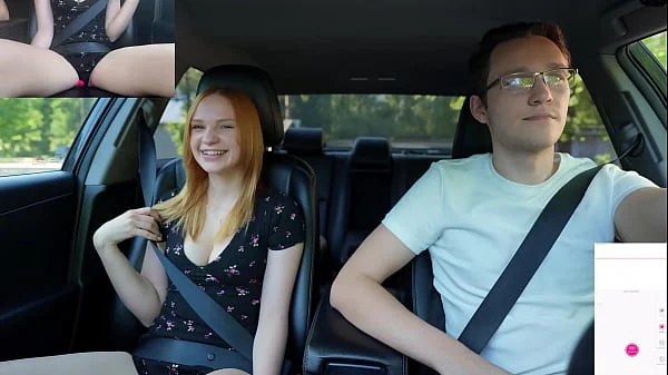 Surprise Verlonis for Justin lush Control inside her pussy while driving car in Public