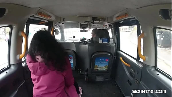 Sexy student pays for the taxi ride with a hot cock ride