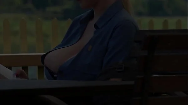 hiking trip - downblouse, saggy tits and public exposed