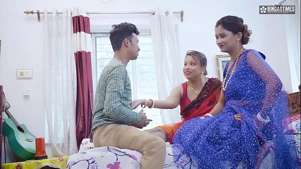 Desi Indian husband teaches you how to satisfy two desi wives at the same time ( Full Threesome Movie )