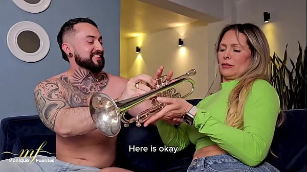 The musical neighbor - Cuckold husband leaves his Milf neighbor's mouth full of cum - Monique Fuentes - FREE