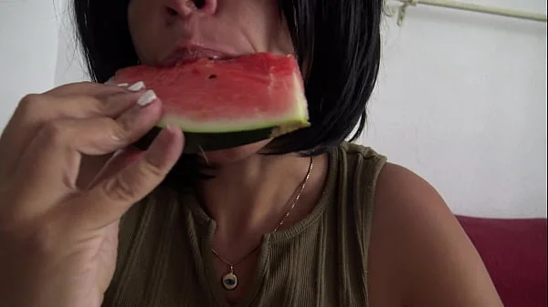 Horny French Amateur Milf Wats Juicy Watermelon