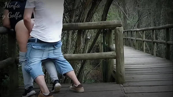 Fucking a brunette with big tits in a natural park with the risk of getting caught - www.ninfaygolfo.com