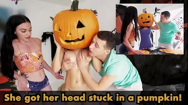 MILF Tia Cyrus Got Her Head Stuck In A Pumpkin. You Know What Happens Next! Hahaha