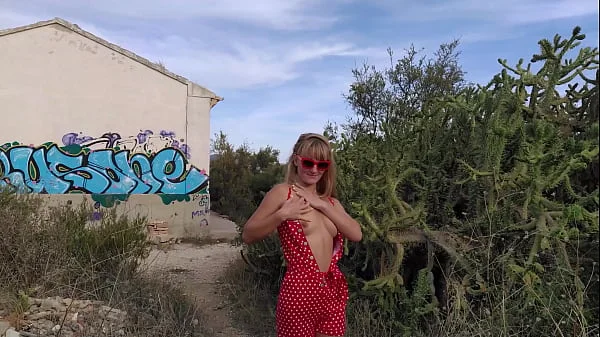 Horny MILF with small tits and perfect ass fucking in an abandoned building. REAL POV OUTDOOR FUCK(Full video - RED)