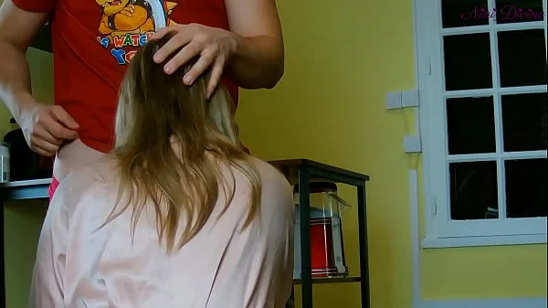 Big cumshot on big boobs of my stepmom after breakfast.