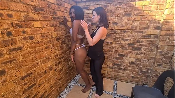 Interracial  lesbian pissing and pussy licking | human toilet