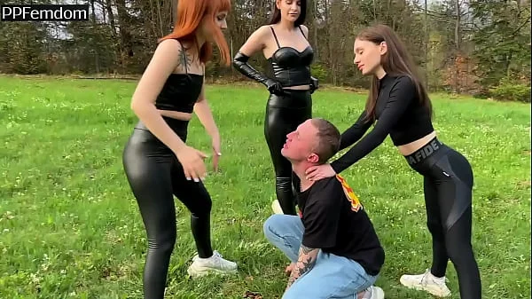 Group Ass Worship Femdom Outdoor With Dark Mistresses Kira, Dina, Sofi