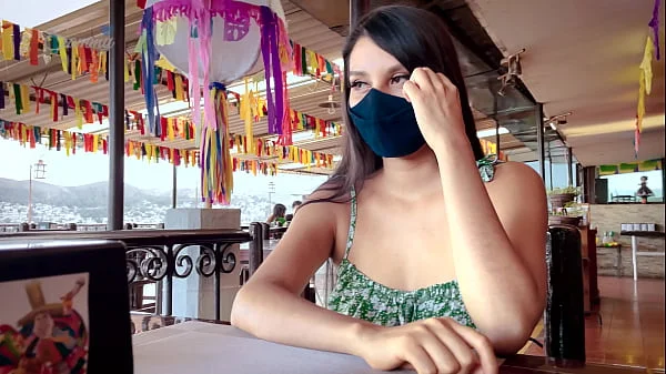 Mexican Teen Waiting for her Boyfriend at restaurant - MONEY for SEX