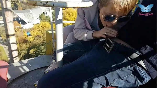 Public blowjob on the ferris wheel from shameless whore